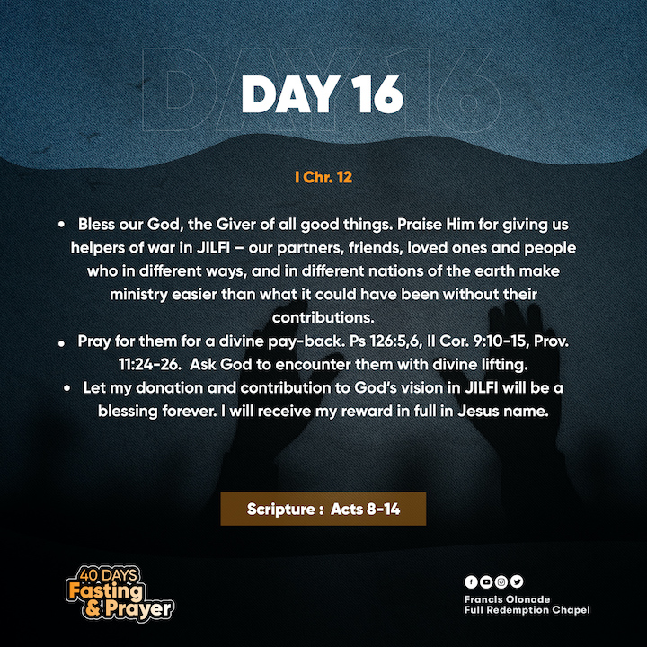 2023 Fasting & Prayers – Day 16