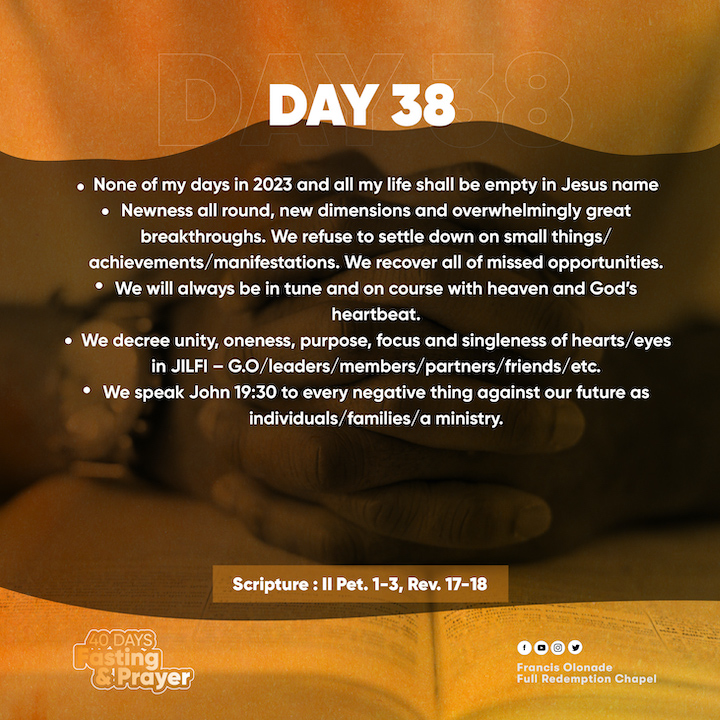 2023 Fasting & Prayers – Day 38